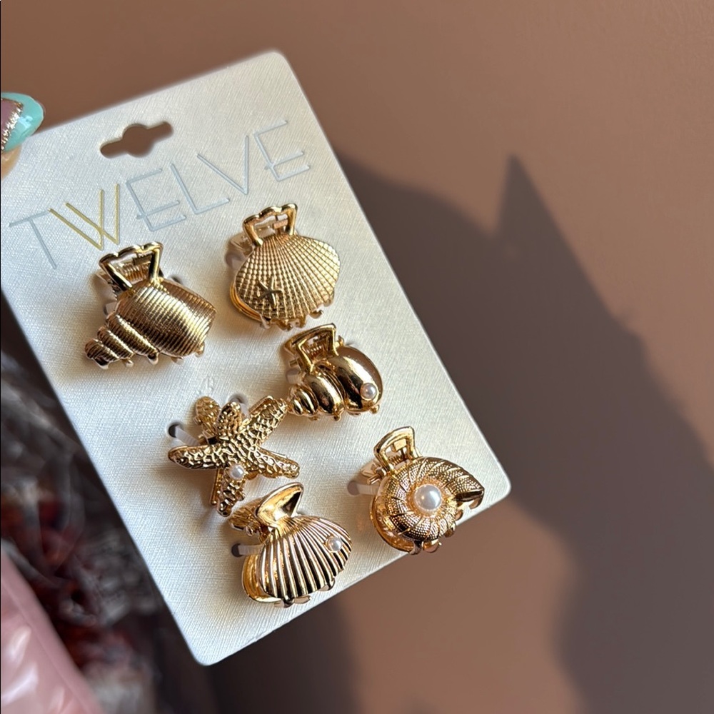 Gold-Tone Sea-Inspired hair clip Set - Picture 5 of 5